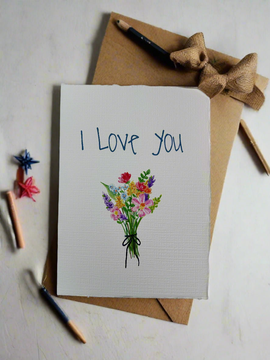 I Love You bouquet card