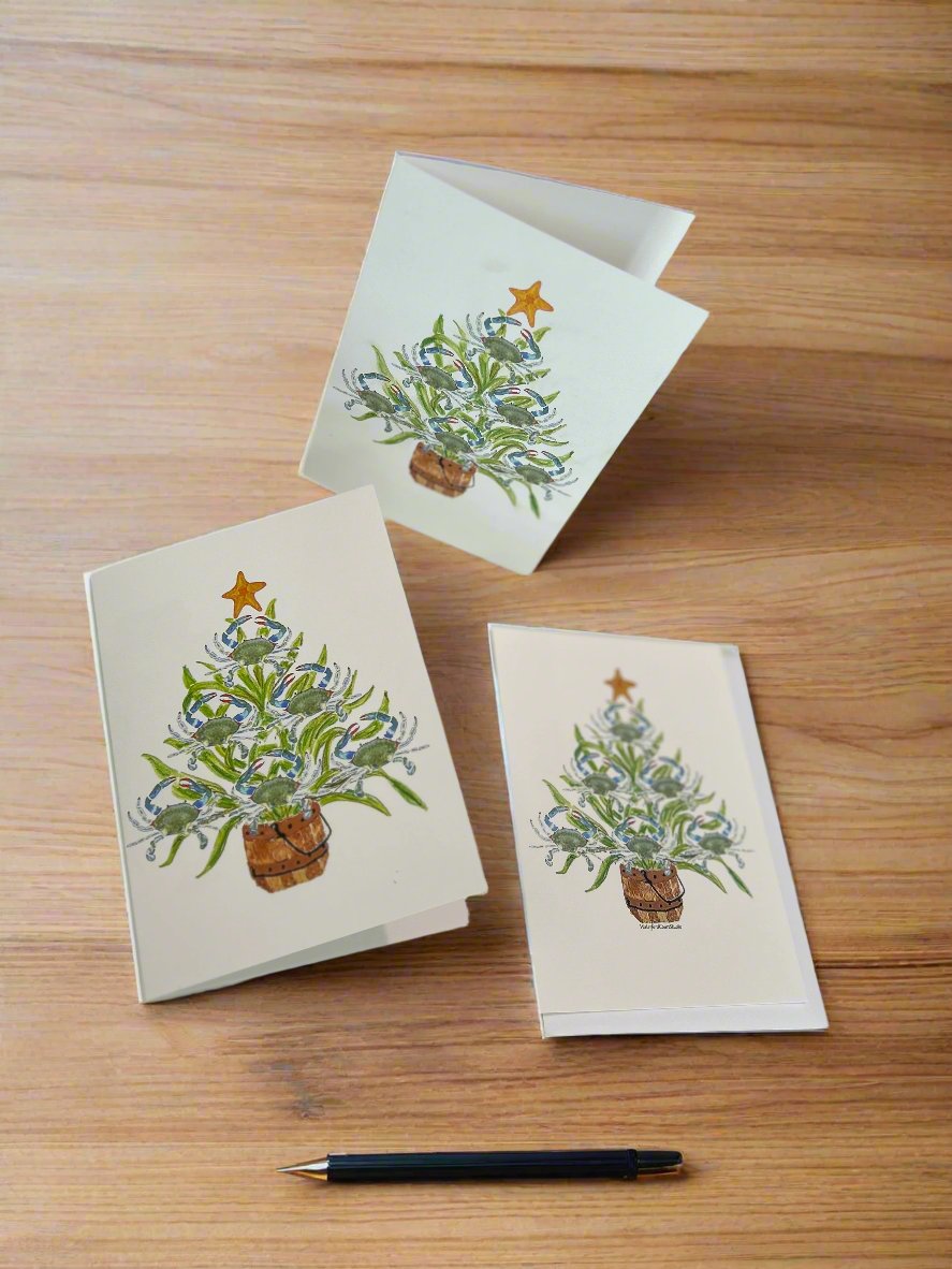 Blue Crab Christmas Tree Card
