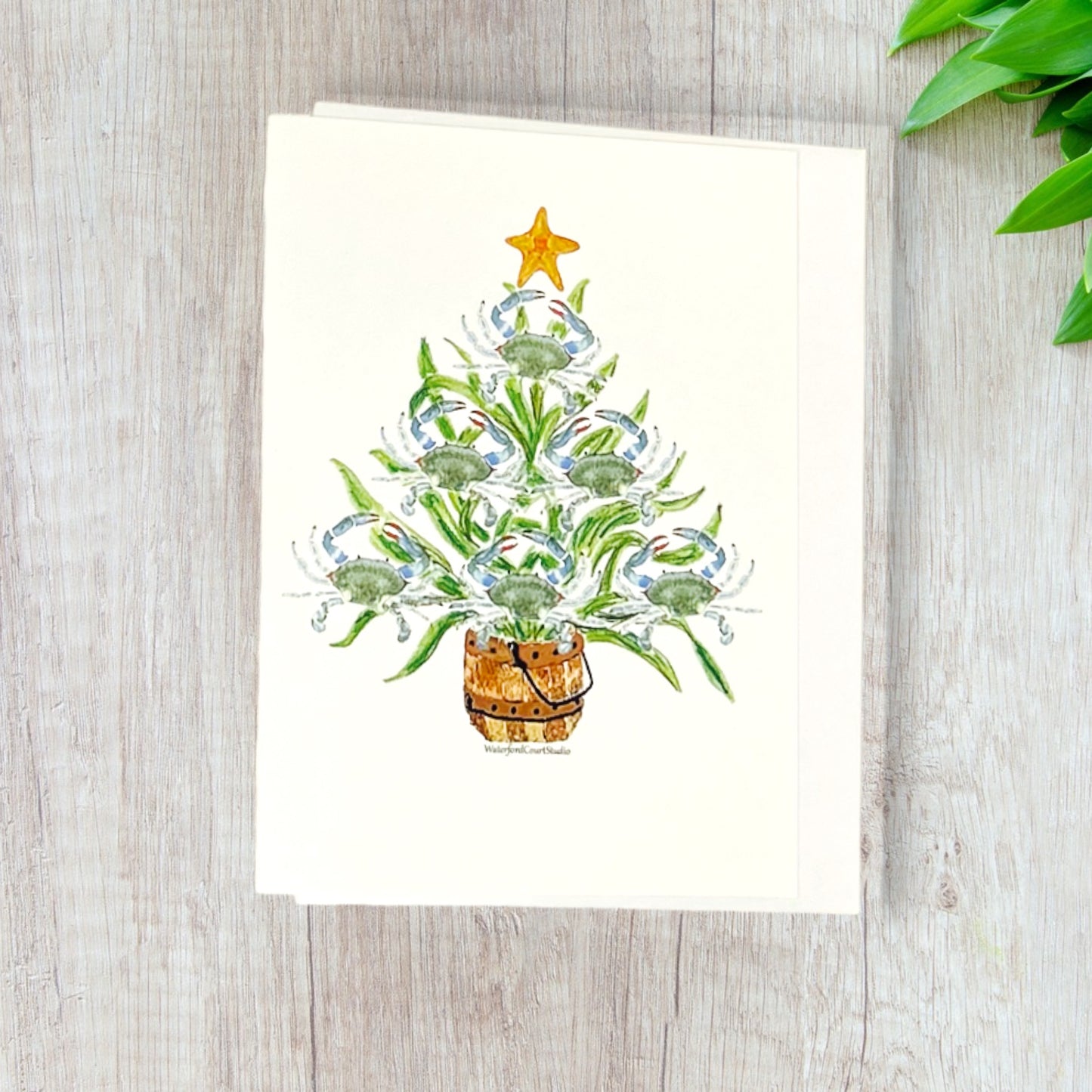 Blue Crab Christmas Tree Card