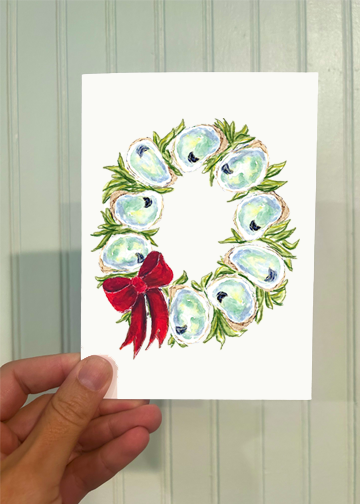 Oyster Christmas Wreath Card
